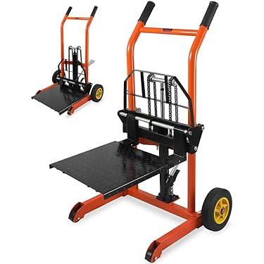 Hydraulic Material Lift Stacker | 441lbs Capacity Adjustable Pallet Truck Dolly with 9" Casters | 3.94-23.6" Fork & 2.36-15.7" Lift Height | Alloy Steel Heavy Duty Hand Truck for Warehouse/Workshop