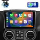 10.2Inch Car Radio Stereo Head Unit Upgrade for Jeep Wrangler JK Compass Grand Cherokee Dodge Ram with Wireless CarPlay/Android Auto/Incell Touch Screen/Android13/AM/FM Radio/HD Backup Camera(4G+64G)