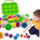 Beakabao 12pcs Color and Shape Matching Egg Set Montessori Toddler Education Classification Toys for Fine Motor Skills of The Fingers Muscles, Preschool Children Smart Puzzles Easter Gifts (Green)