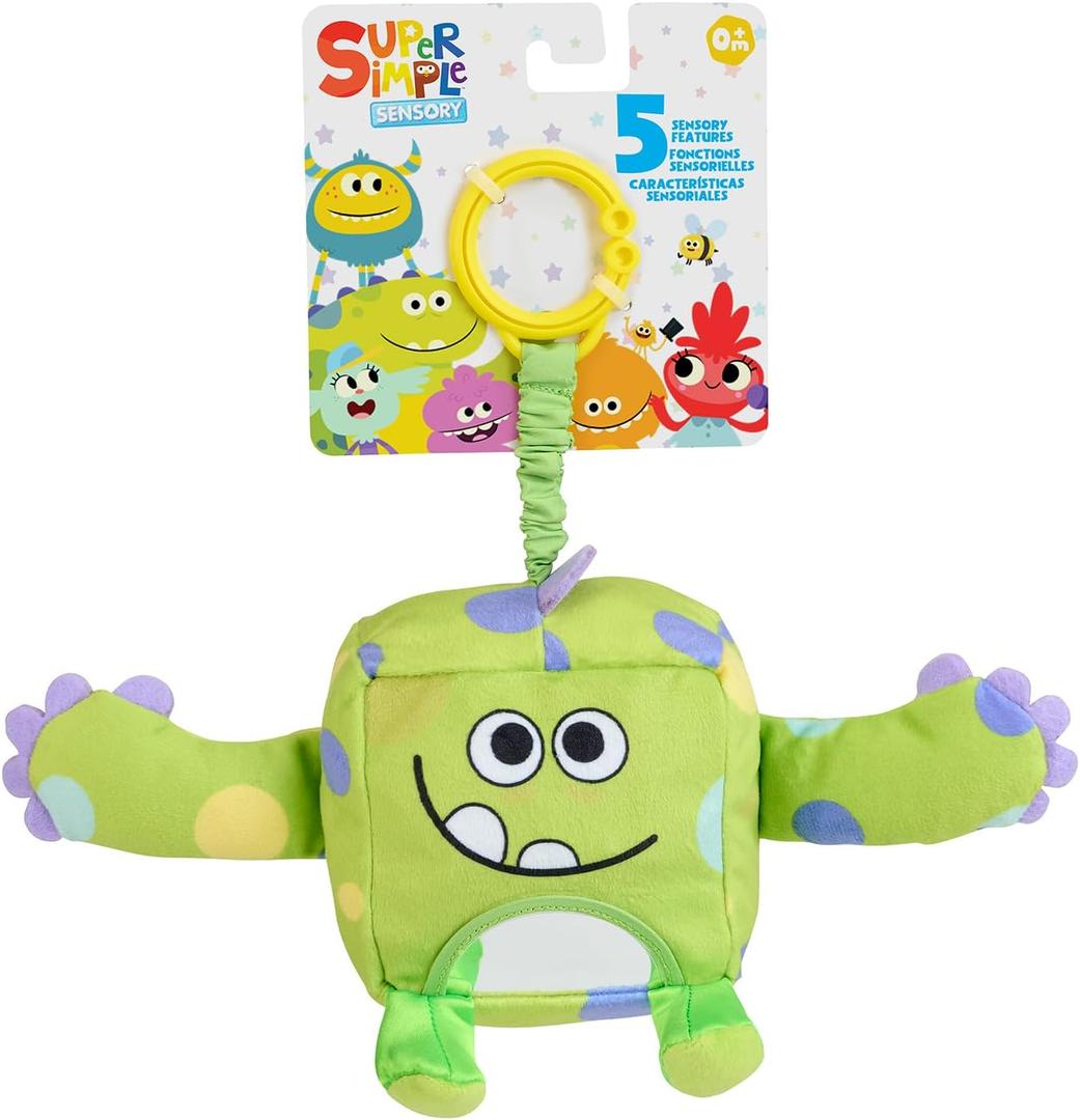 Super Simple WowWee Sensory Plush Monsters Hugo (Green) with 5+ Sensory Features (Ages 0+)