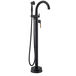 Freestanding Bathtub Faucet Black & Rose Gold Tub Filler High Flow 6.65GPM@60PSI Floor Mount Tub Faucets with Vintage Hand Shower