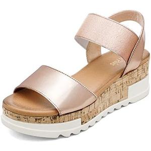 DREAM PAIRS Women's Champagne Open Toe Ankle Strap Casual Flatform Platform Sandals Size 9