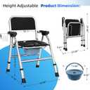 4 in 1 Folding Bedside Commode Chair for Elderly with Arms and Back,Adjustable Height Raised Toilet Seat with Handles,Adults Potty Chair for Seniors,Disabled and Pregnant