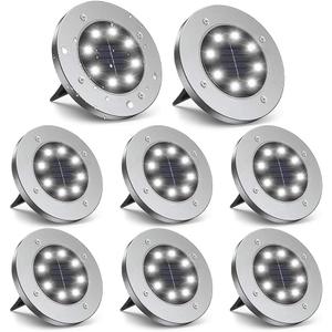 ZGWJ 8 Pack Solar Ground Lights,8 LED Upgraded Outdoor Garden Lights Landscape Lighting for Lawn Pathway Yard Deck Patio Walkway White