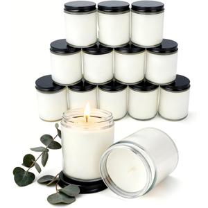 12 PCS 8oz Large Eucalyptus Scented Long Lasting Pure Soy Wax Candles | Calming Home Fragrance | Premium Bulk Gift Set | Wedding Favors, Spa, Hotel & Corporate Events