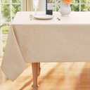 Smiry Rectangle Faux Champagne Table Cloth, Waterproof Burlap Fabric Tablecloth, Washable Decorative Farmhouse Table Covers for Kitchen, Dining, Parties, 60x120, Champagne