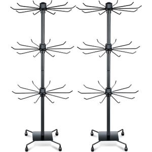 BBTO 2 Pcs Rotating Display Stand Jewelry Display Rack with Hooks Metal Earrings Stand for Vendors Necklace Bracelet Selling(Black,28.35 x 11.81 Inch)