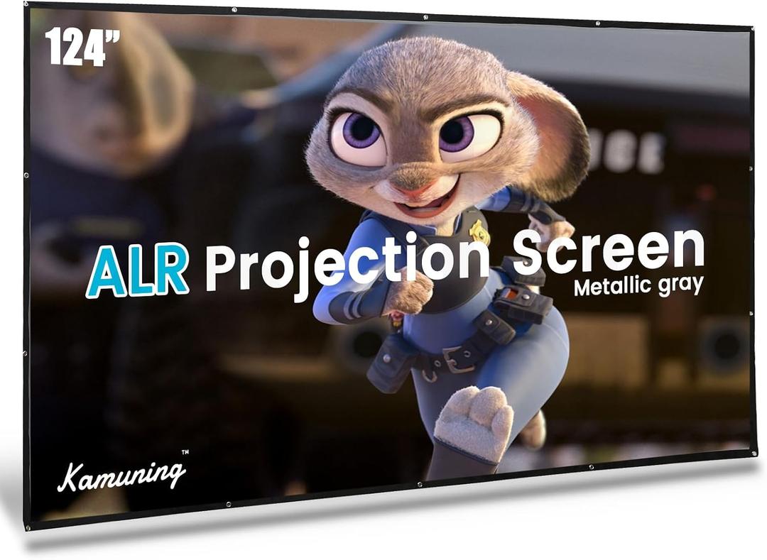 KAMUNING 120 inch Gray ALR Projector Screen, 4K Movie Projector Screen,16:9 HD mini Home Theater Movie Screen, Suitable for Bedroom,Yard, Camping, Spontaneous Movie Night or Road Trip