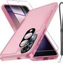 Case for Samsung Galaxy S25 Edge, Full Body Heavy Duty Rugged Shockproof Protective Phone Cover with Lanyard Strap, Tempered Glass Screen Protector and Camera Lens Cover, Cute Pink