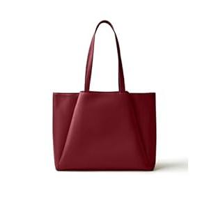 Work Tote Bags for Women 15.6 Inch - Laptop Tote Bag with Zip Compartments - Large PU Leather Office Purse Computer Briefcase (Black)