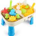 Beach Sand's Toys Set with Activity Table with Storage Compartment and Lid 10 Pieces