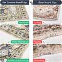 PURRUGS Vintage Farmhouse Boho Throw Rug 3x5 ft, Non-Slip Machine Washable Rug, Accent Oriental Area Rug for Entryway, Kitchen, Bedroom, Living Room and Dining Room, Taupe/Vanilla