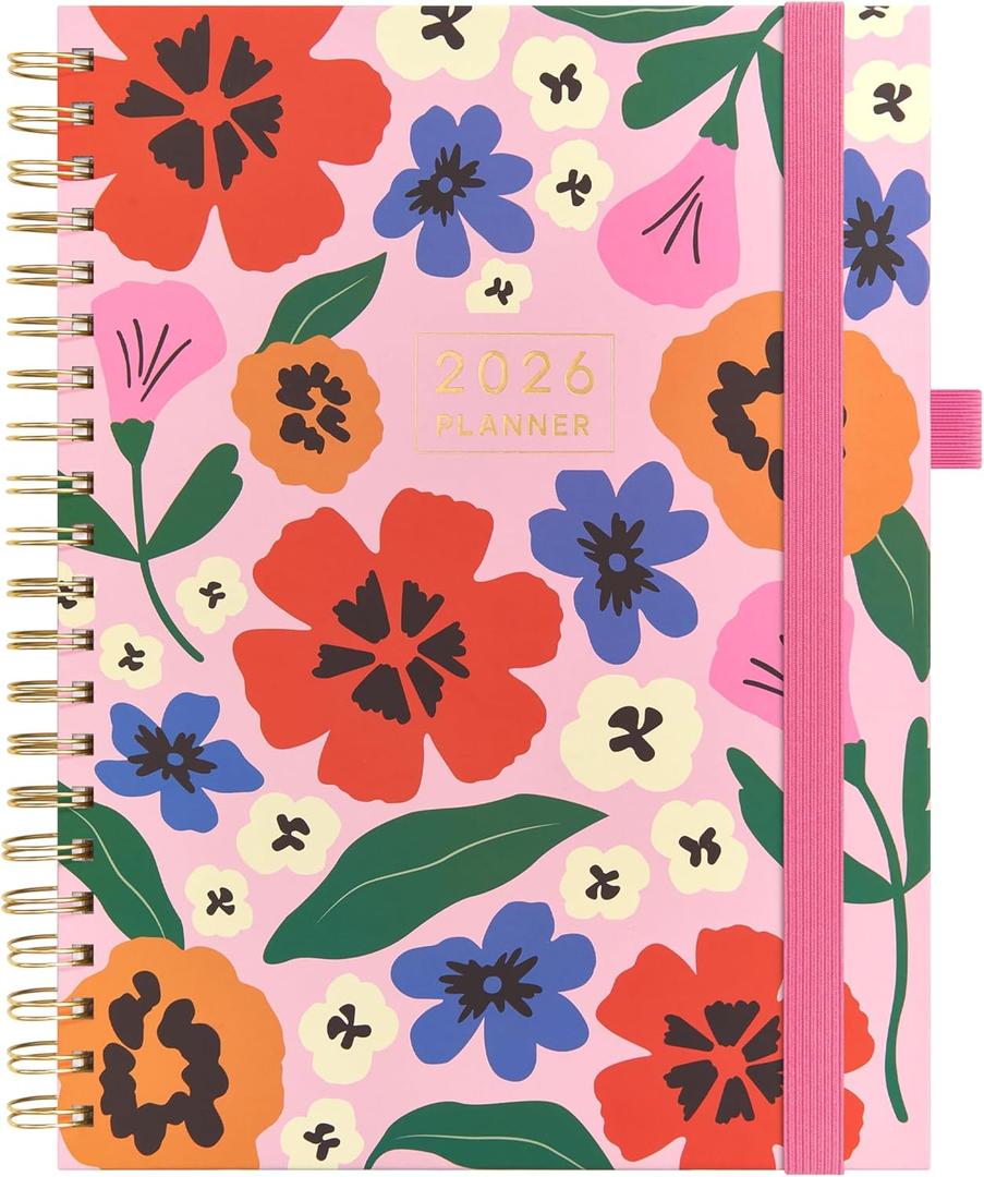And Per Se 2026 Planner with Pattern, A4 Size-Daily, Weekly & 18-Monthly Planner, Daily Schedule, Monthly Tabs, 100 GSM Thick Paper(Elegant Florals) (Flower03)