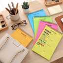 6 Pcs Notepads 50 Sheets 6.5 x 9.8 Inch, Multicolors Spiral Daily Planner Notebooks with Multiple Functional Sections for Classroom Office Plan Work Schedule (Bright Colors,to Do List)