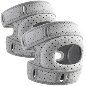 Knee Brace for Women Men Adjustable Knee Support with Side Stabilizers, Patella Gel Pads & Upgraded Silicone Anti-Slip Strip -Patella Knee Brace for Meniscus Tear, Knee Pain, Arthritis, Injury Recovery, Running, Workout (Gray 2 Pcs)