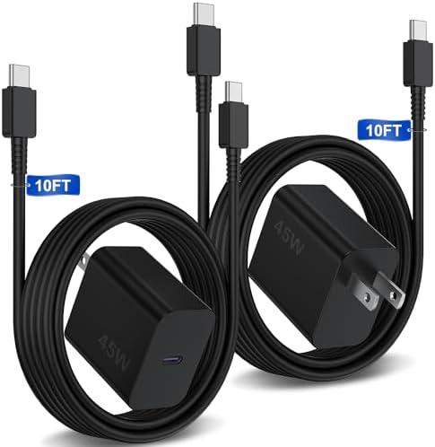 2Pack 45W Super Fast Charger with Type C Cable 10ft, USB C Wall Charging Block Adapter and Android Phone Charger Cord Long for Samsung Galaxy S25/S24+/S23 Ultra/S23+/S22/S22+/S22 Plus/S21/Note 20