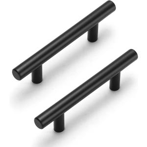 Estmoon 30 Pack Cabinet Handles Matte Black Cabinet Pulls with 3 Inch Hole Center, Stainless Steel Kitchen Cabinet Handles Black Kitchen Handles for Cabinets and Drawers, 76mm Hole Centers
