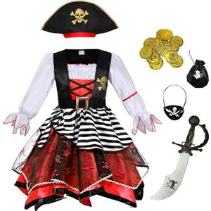 Costumerry Girls Pirate Costume for Halloween Kids Dress Up (7-9 Years)