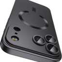 Magnetic for iPhone 17 Pro Max Case, Compatible with MagSafe, Built-in Camera Lens Protector, Slim Thin Soft Silicone Bumper Shockproof Metallic Luster Phone Case, Black