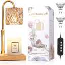 Hong-in Candle Warmer Lamp with Timer -Dimmable Adjustable Height Wax Melt Warmer for Jar Candles,Vintage Home Decor with Elegant Amber Glass,Birthday Gifts for Women, Mom, Friend, Sister