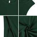 Missufe Women's Round Neck Sleeveless Tie Waist Knit Side Slit Slim Tank Midi Dress (Green, XL)