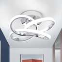 EIDISUNY Modern Led Ceiling Lights, 11.8in Chrome Curved Hallway Ceiling Lights Fixtures, 26W Flush Mount Ceiling Light for Bedroom Kitchen Bathroom Entryway Balcony Stair - Cold White Light 6000K