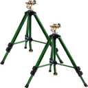 Hourleey Impact Sprinkler on Tripod Base, 2 Pack Heavy Duty Sprinklers for Lawn Yard Garden, 0-360 Degree Large Area Coverage, 3/4 Inch Connector Extension Legs Flip Locks with Brass Head