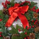 Christmas Wreaths for Front Door 20Inch Christmas Wreath with 50 LED Lights Xmas Door Decorations Wreath with Pinecone for Outdoor Indoor Holiday Home Decoration Xmas Decor Pre-Lit Artificial Wreaths (Gold)