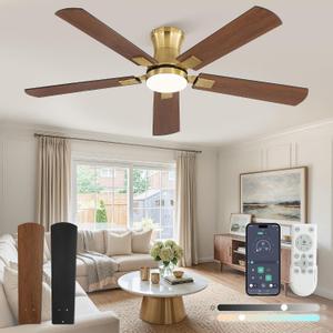 Fanbulous 52 inch ceiling fan with light, Low Profile Ceiling Fan with Light, App&Remote Control, Dimmable LED Light, Flush Mount Ceiling Fan for Indoor Bedroom Living Room, Quiet DC Motor