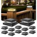 APONUO Solar Post Cap Lights for 4x4 Fence Posts, IP64 Waterproof Outdoor LED Deck Lights with 2 Modes (Warm White & Cool White), Auto On/Off Dusk to Dawn, Easy Install, Black, 8 Pack