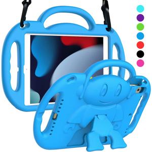 SUPLIK Kids Case for iPad 9th/8th/7th Generation (10.2 inch, 2021/2020/2019), iPad 10.2" Protective Case with Shoulder Strap Handle Stand for Apple iPad 7th/8th/9th Gen, Blue