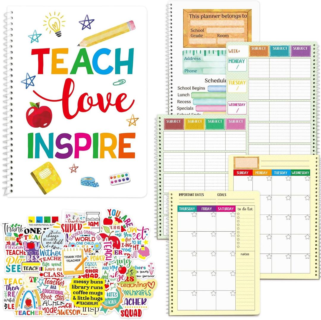 ceiba tree Christmas Teacher Gifts Bulk Teacher Planner with Vinyl Stickers Sticky Notes Set Pen and Affirmation Cards Stationary Set for Women Men Happy Holidays