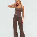ABOCIW Two Piece Workout Sets for Women Racerback Tank Top Matching High Waist Wide Leg Yoga Pants Pilates Outfits, Small