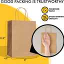 RACETOP Brown Paper Bags with Handles Bulk 100Pcs 8x4.5x10.8 Inch Gift Bags Bulk, Brown Kraft Paper Bags for Retail, Party, Shopping, Favor