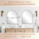 ANDY STAR Arched Mirror, 24 x 32 Inch Brushed Gold Wall Mirror in Stainless Steel Metal Frame, Arch Top Rounded Corner 1 Inch Deep Set Design Wall Mount Hangs Vertical