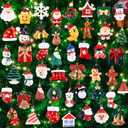 Garma 48Pcs Mini Christmas Ornaments Small Christmas Tree Decorations Set with Santa Claus Snowman Bells Tiny Xmas Hanging Ornaments Miniature for Christmas Tree Decor