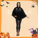 Black cat costume for girls, Cute Halloween Poncho for Women Adult, Hooded Cloak for Cosplay Dress Party Gift, Cat Ears and Removable Tail, One Size, Classic Style (Black)