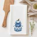 Fall Chinoiserie Pumpkin Kitchen Towel - Blue and White Pumpkins Pumpkin Decorative Hand Towels for Bathroom Decor, Chinoiserie Bow Fall Farmhouse Dish Tea Towels for Kitchen Decor, 16x24 Inch