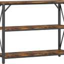 Homeiju Entry Table 40" Width, 3-Tier Entryway Table with Storage, Industrial Sofa Table with Open Shelves, Foyer Tables for Entryway, Hallway, Kitchen, Living Room and Bedroom, Rustic Brown