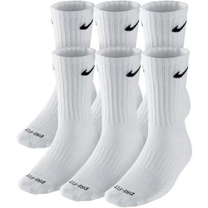 Nike Crew Socks (6 Pair) (White, L)