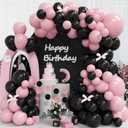 Pink and Black Balloon Arch Kit 141Pcs Light Pink Black Balloons with Paper Circle Dots Garland for Coquette Birthday Bachelorette Party Decorations Wedding Bridal Baby Shower