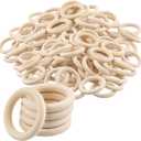 PINGEUI 200 Pcs 2 Inch Wooden Rings for Crafting, 8mm Thick Natural Wood Rings, Unfinished Smooth Wood Rings for Macrame, Jewelry Making