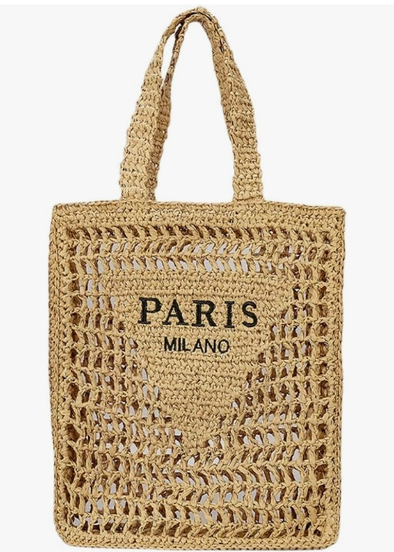 Straw Mesh Crochet Tote Bag for Women - Beach Bag with Woven Design