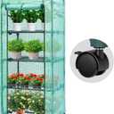 VIVOSUN Mini 4-Tier Greenhouse with Wheels, 27 x 19 x 63-Inch Reusable Portable Warm House with Green PE Cover and Shelf for Compact Garden and Small Backyards, with Wheels
