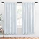 NICETOWN Bedroom Window Curtain Panels - Window Treatment Thermal Insulated Rod Pocket Room Darkening Drapes for Patio Door (Greyish White, 2 Panels, 52 in x 72 in (W x L))