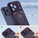 Magnetic for iPhone 17 Pro Max Case 2 x Screen Protector Compatible with MagSafe Translucent Matte Military Grade 17FT Drop Shockproof Full Camera Protection 360 Spin Stand Phone Cover Purple