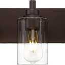 3-Light Bathroom Light Fixtures, Modern Vanity Light with Cylinder Clear Glass Shade, Vanity Lighting Fixtures Over Mirror, Oil Rubbed Bronze, VL143-ORB-3