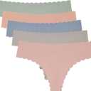 Wetopkim Seamless Thongs for Women, No Show Panties V-waisted Stretch Breathable, Seamless Thong Underwear 6 Pack (Medium)