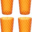 uxcell 4Pcs Plastic Drinking Cups, Transparent Unbreakable Reusable Water Tumblers Stackable Drinking Glasses for Coffee, Milk, Juice, Orange