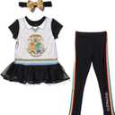 Harry Potter Gryffindor Ravenclaw Girls Cosplay T-Shirt Dress Leggings and Headband 3 Piece Outfit Set Little Kid to Big Kid